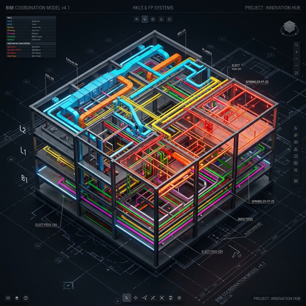 Digitales TGA-Modell und Brandschutzsimulation
